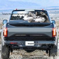 A139 Two Huskies Rear Window Car Sticker for SUV, Sedan, Pickup - Personalized Modified Design 135*36cm single
