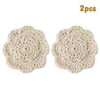 2/4pcs Bar, Home Residence Kitchen Decoration Bohemian Floral Crochet Coasters Perfect For Coffee Table Vintage Restaurant, (as the picture,0)