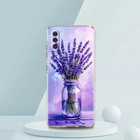 Transparent Phone Case for Samsung Galaxy A16 A14 A12 A22 A24 A42 A02 A03S A06 A20 A30 A40 Soft TPU Cover Lavender Pattern Capas for Samsung A10