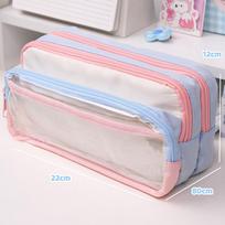 Large Capacity Pencil Case Itabag Cosmetic Bag Ita Bag Pouch Solid Color Storage Bag Stationery Storage Bag mėlyna