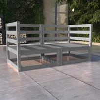 Vidaxl 2-Osobowa Sofa Ogrodowa, Szara, Lite Drewno Sosnowe