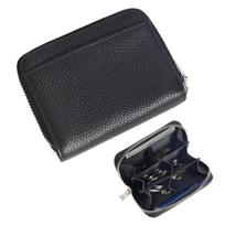 Genuine Leather Women's Card Bag RFID Blocking Credit Card Holders Portable Coin Purse  Gift juoda