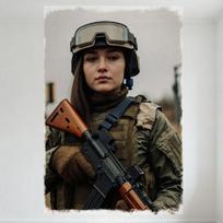 DORA Tin Sign Sexy Military Girl In Camouflage with Rifle Wooden Stock Black Metal Body  Outdoor Training Scene Tin Sign Vintage Metal Poster 20x30cm（7.8x11.8inch）