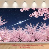 2D Cherry Blossom Starry Sky Backdrop, Night Garden Wedding Decor 47.2x31.5inch/120*80cm