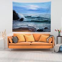 Tapestry of the Shrahala Azure Wall of Ocean Waves 75x100 juoda