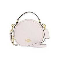 COACH Canteen 17 Metal Logo Letter Solid Color Zipper Closure Refined Pebbled Leather Hand-held Shoulder Crossbody Bag Small Women's White auksas