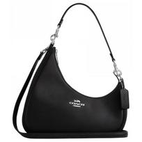 COACH Teri 27 Logo Classic Leather Shoulder Bag Large Women's Black juoda
