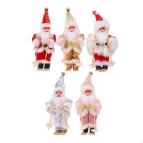 5Pcs with Skateboard Standing Santa Statue Ornaments Trendy Festival Decor Christmas Doll for Living