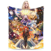 Mavuika Genshin Impact Cartoon Game Blankets Flannel Throw Blanket For Couch Chair Sofa Bed Soft Warm Bedspread Gift Idea 75x90cm