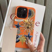 For iPhone 16 15 14 13 12 11 Pro Max Case Mosaic Print Of Spaceships And Stars Lichee Pattern Cover For iPhone XS X XR Funda iPhone 16 Pro Max