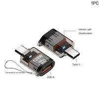 10Gbps Type-C to USB-A Converter Indicator Light PD 120W USB-C Extender 2 in 1 Clear OTG Adapter Laptop/Mobile Phone juoda