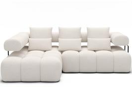 Kampinė sofa Levvi, balta sp., 184 x 260 cm x 102 cm