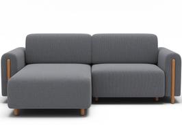 Kampinė sofa Acossta Calmora 05, tamsiai pilka sp., kairinė, 154 x 244 cm x 95 cm