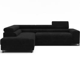 Kampinė sofa - lova Colesio, juoda sp., kairinė, 200 x 274 cm x 93 cm