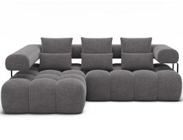 Kampinė sofa Levvi, tamsiai pilka sp., 184 x 260 cm x 102 cm