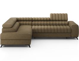 Kampinė sofa - lova Kanedo Nube 20, šviesiai ruda sp., kairinė, 204 x 269 cm x 86 cm