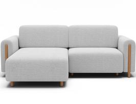 Kampinė sofa Acossta, balta sp., kairinė, 154 x 244 cm x 95 cm