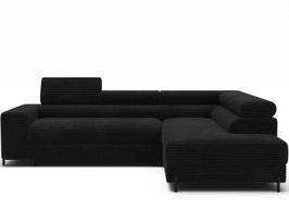 Kampinė sofa - lova Colesio, juoda sp., dešininė, 200 x 274 cm x 93 cm