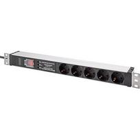 Digitus 19" power strip with aluminum profile, 5-fold, 1U (black/aluminum, 2 meter cable, switch, surge protection, line filter, Type-C plug) DN-95433