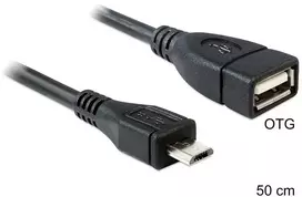 Delock Atrakinimo kabelis USB micro-B kištukas > USB 2.0-A moteriškas OTG 50 cm