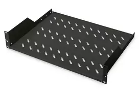 „Digitus“ | 2U fiksuota lentyna stelažams | DN-19 TRAY-2-SW | Puikiai tinka laikyti komponentus, kurie nėra tinkami 483 mm (19 colių) aukščio elementams. Plonas dizainas, užimantis 2 aukščio elementų vietą. Lengva ir greita sumontuoti arba išmontuoti. Matmenys 88 x 482 x 349 mm, svoris 25 kg | Juodas