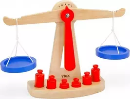 Eitech Viga Toys Medinė parduotuvės svarstyklė | Su 6 svoriais