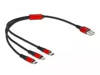 „Delock“ USB įkrovimo laidas „3 in 1 Type-A“ su „Lightning™“ / 2 x USB Type-C™ 30 cm