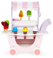 Ecotoys Medinis vežimėlis-ledų parduotuvė vaikams Eco Toys, 12 el