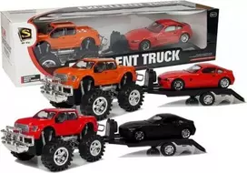 Lean Toys Žaislinio sunkvežimio su vilkiku komplektas berniukams, raudonas