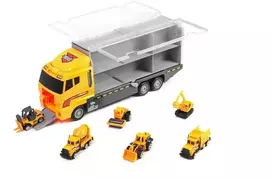Transporterio sunkvežimis TIR paleidimo įrenginys + metaliniai automobiliai statybinės mašinos