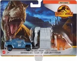 Mattel Degtukų dėžė transporto priemonė Jurassic World Transporter dinozaurų stegosaurus letena
