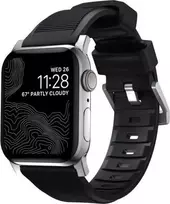 Nomad Rugged Strap, Apple Watch 42/44/45 mm, juoda / sidabrinė