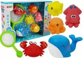 Lean Toys Vonios žaislai jūros gyvūnai su gaudykle