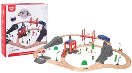 Tooky Toys Medinė gaisrinės traukinio trasa Tooky Toy 70 vnt