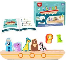 Tooky Toys Medinė dėlionė galvosūkis vaikams Nojus ir gyvūnai TOOKY TOY