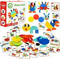 Medinė Montessori dėlionė WOOPIE Žalias 55vnt
