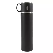 Thermos Termosas su puodelio formos dangteliu, 580 ml, juodas