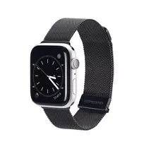 Nerūdijančio plieno magnetinė apyrankė išmaniajam laikrodžiui DUX DUCIS MILANESE, skirta Apple Watch 42 / 44 / 45 mm, juoda
