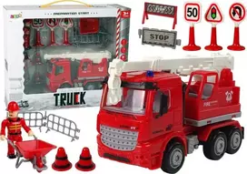 Lean Toys Gaisrinė mašina su priedais, raudona