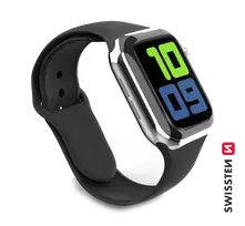 Swissten Išmaniojo laikrodžio Apple 1/2/3/4/5/6/SE silikoninis dirželis, Juodos spalvos, 42/44mm