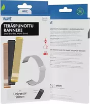 Wave plieno pinta apyrankė 20mm, skirta išmaniesiems ir sportiniams laikrodžiams, juoda