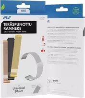 Wave plieno pintinė apyrankė 20mm, išmaniesiems ir sportiniams laikrodžiams, sidabrinė