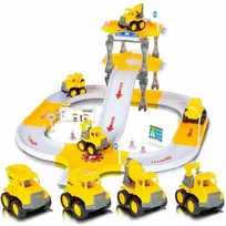 Malplay Žaislinė automobilių stovėjimo aikštelė - trasa su 4 statybiniais automobiliais