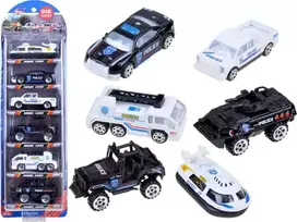 Jokomisiada Metaliniai automobiliai, 6 PCS policijos rinkinys Springs