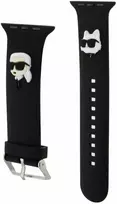 Apyrankė Apple Watch 4 / 5 / 6 / 7 / 8 / SE / Ultra (42 / 44 / 45 / 49 MM) Karl Lagerfeld 3D Rubber Karl&Choupette Heads (KLAWLSLKCNK) juodos spalvos
