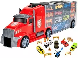 Malplay Didelis žaislinis sunkvežimis su 5 automobiliais ir malūnsparniu
