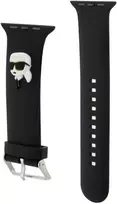 Apyrankė Apple Watch 4 / 5 / 6 / 7 / 8 / SE / Ultra (42 / 44 / 45 / 49 MM) Karl Lagerfeld 3D Rubber Karl Head (KLAWLSLKNK) juodos spalvos