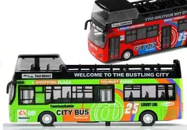 Žaislinis turistinis dviaukštis autobusas Lean Toys, 3 spalvos