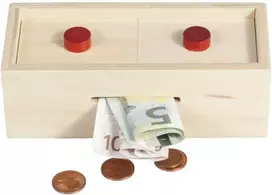 Triukų dėžutė piniginėms dovanoms Fridolin su rankenėlėmis, medinė