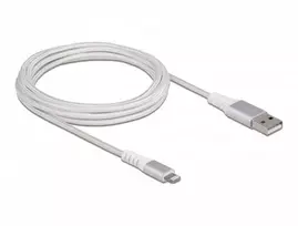Delock USB Daten- und Ladekabel fur iPhone, iPad, iPod DuPont Kevlar baltas 3 m
